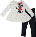 Conjunto de camiseta gráfica y leggings de manga larga con volantes de Minnie Mouse
