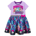 Monster High Girls Character Dress - Purple Skater Dress with Plaid Skirt Kid-Big Kid