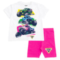 Monster Jam Drop Shoulder T-Shirt and Bike Shorts Outfit Set