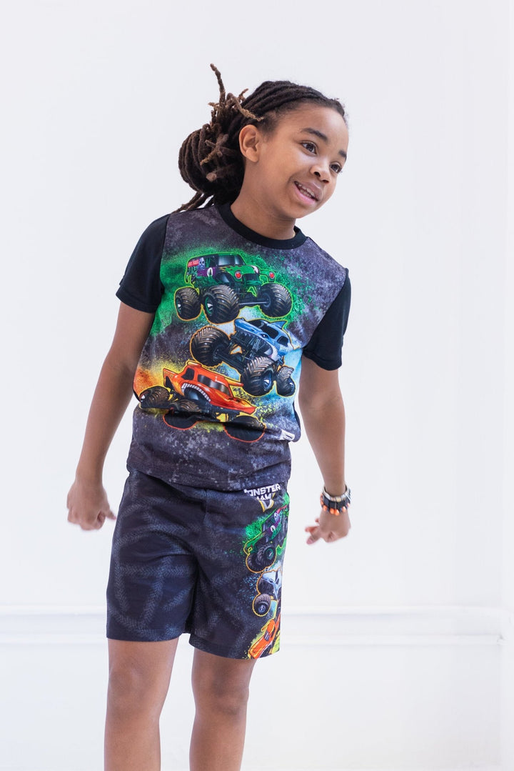 Monster Jam Pullover Pajama Shirt and Shorts Sleep Set - imagikids