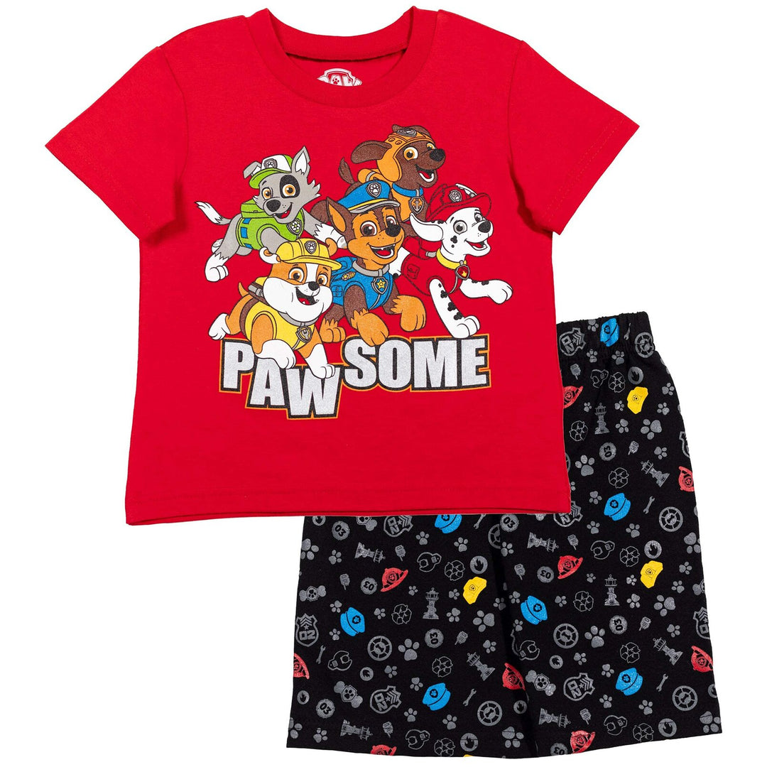 Conjunto de camiseta gráfica de manga corta y pantalones cortos de felpa francesa de Paw Patrol