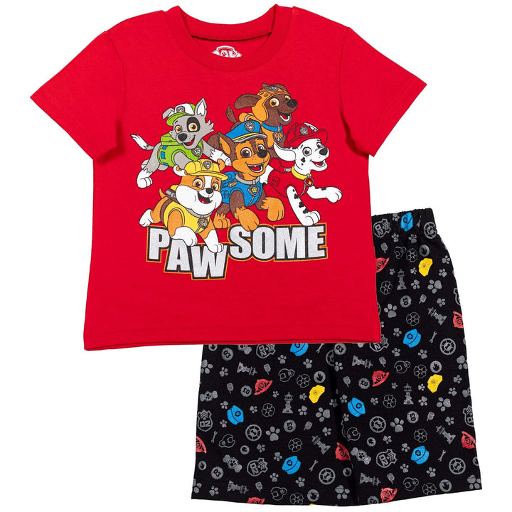 Conjunto de camiseta gráfica de manga corta y pantalones cortos de felpa francesa de Paw Patrol