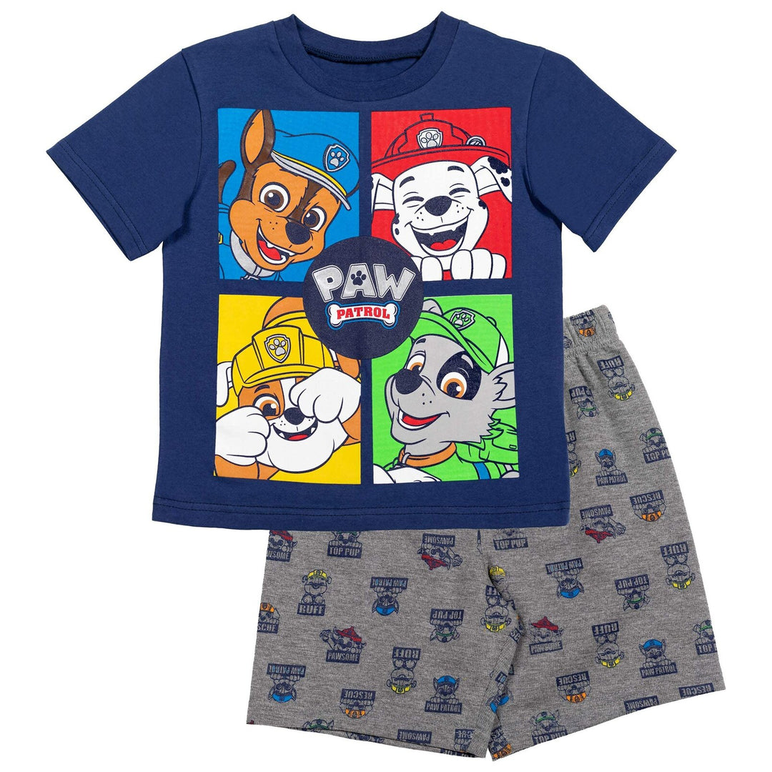 Conjunto de camiseta gráfica de manga corta y pantalones cortos de felpa francesa de Paw Patrol