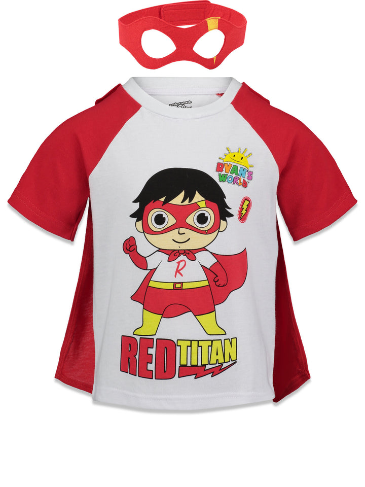RYANS WORLD Red Titan Superhero 3 Piece Outfit Set: T-Shirt Cape Mask