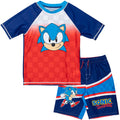 SEGA Sonic the Hedgehog Pullover Rash Guard and Swim Trunks Outfit Set