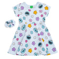 Sesame Street Cookie Monster French Terry Skater Dress and Scrunchie