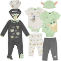 Star Wars The Mandalorian 8 Piece Outfit Set: Bodysuits Sleep N' Play Coverall Pants Hat Bibs