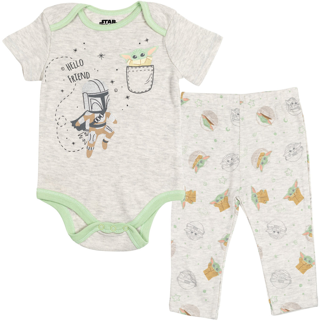 Star Wars The Mandalorian 8 Piece Outfit Set: Bodysuits Sleep N' Play Coverall Pants Hat Bibs