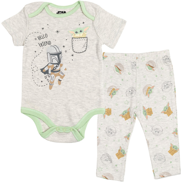 Star Wars The Mandalorian 8 Piece Outfit Set: Bodysuits Sleep N' Play Coverall Pants Hat Bibs