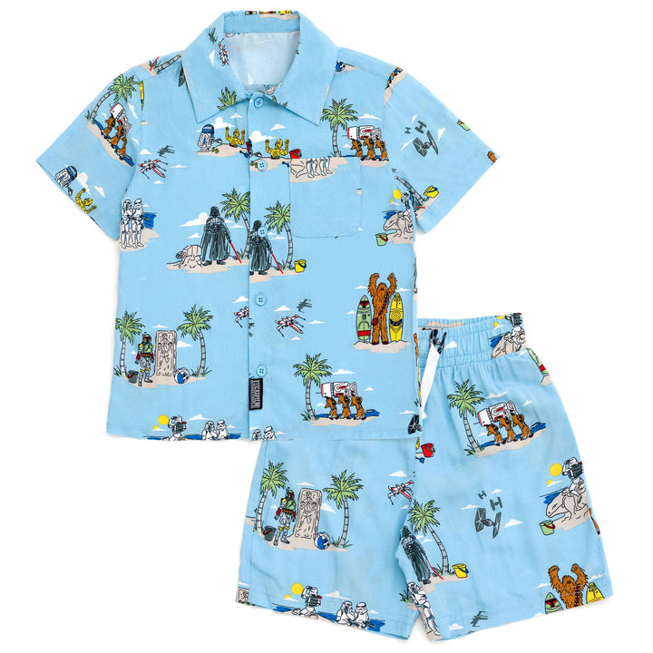 STAR WARS Matching Family Hawaiian Button Down Shirt and Shorts Outfit Set