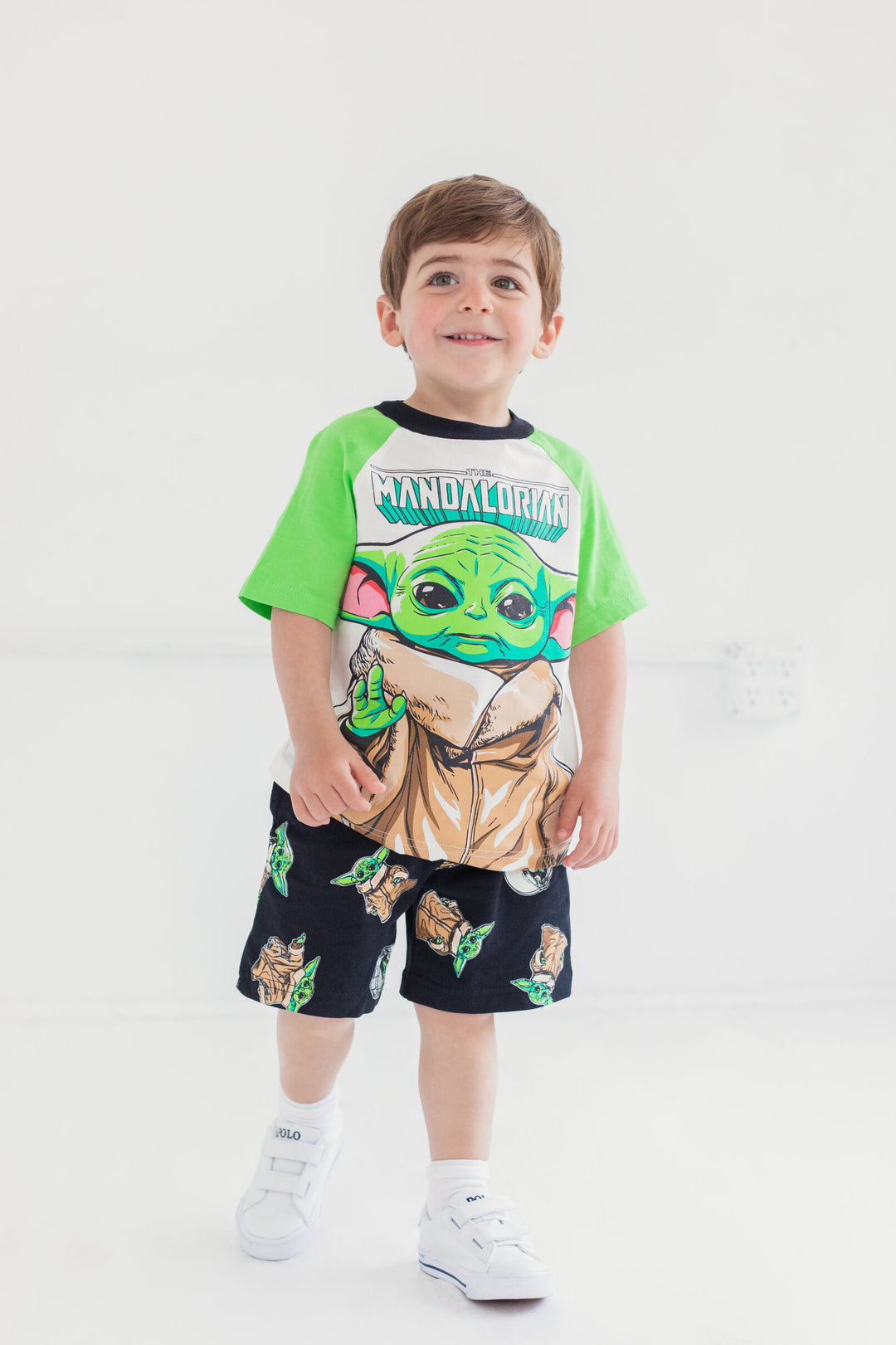 Star Wars The Mandalorian Baby Yoda T-Shirt and French Terry Shorts Outfit Set