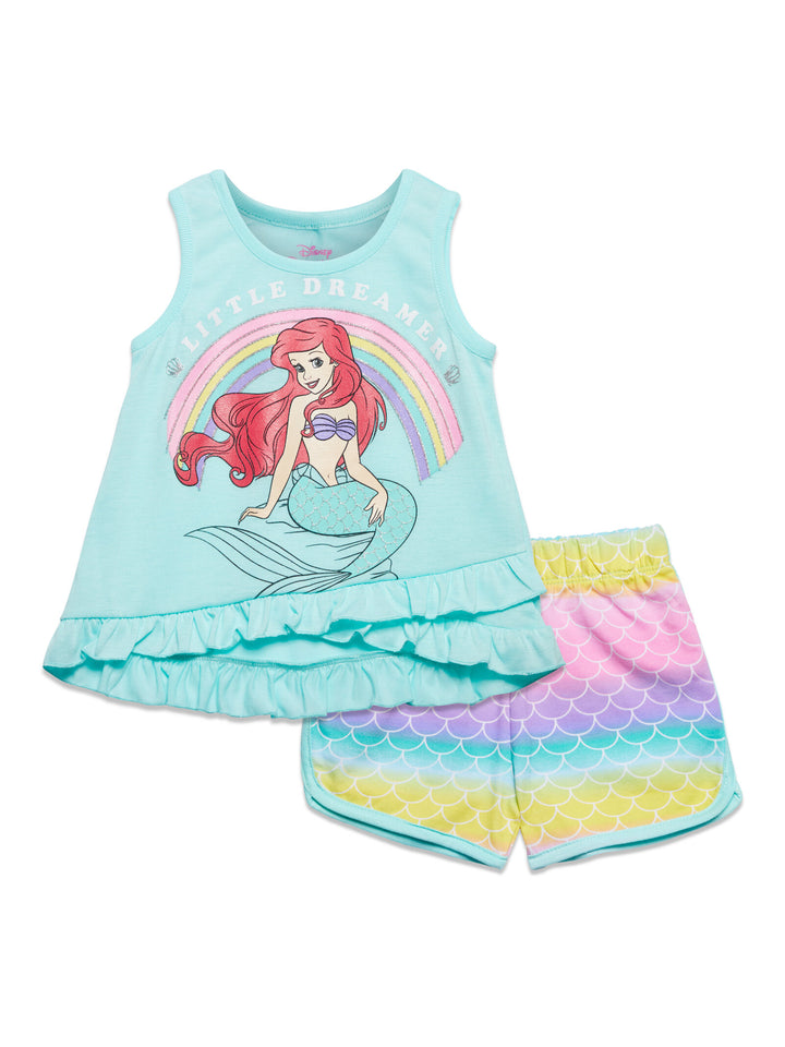 Princess Ariel Tunic Crossover Sleeve Less Graphic T-Shirt & Shorts Set