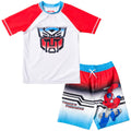 Transformers Optimus Prime UPF 50+ Rash Guard Swim Trunks Outfit Set