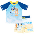 Bluey UPF 50+ Pullover Rash Guard Swim Trunks Outfit Set
