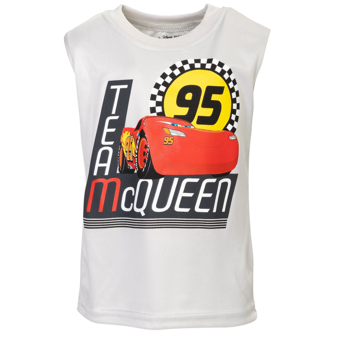 Cars Pixar Cars Lightning McQueen T-Shirt Tank Top and Mesh Shorts 3 Piece Outfit Set - imagikids