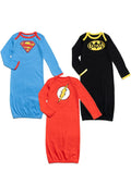 DC Comics Justice League 3 Pack Long Sleeve Swaddle Sleeper Gowns