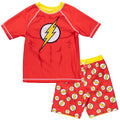 DC Comics Justice League The Flash UPF 50+ Rash Guard Swim Trunks Outfit Set