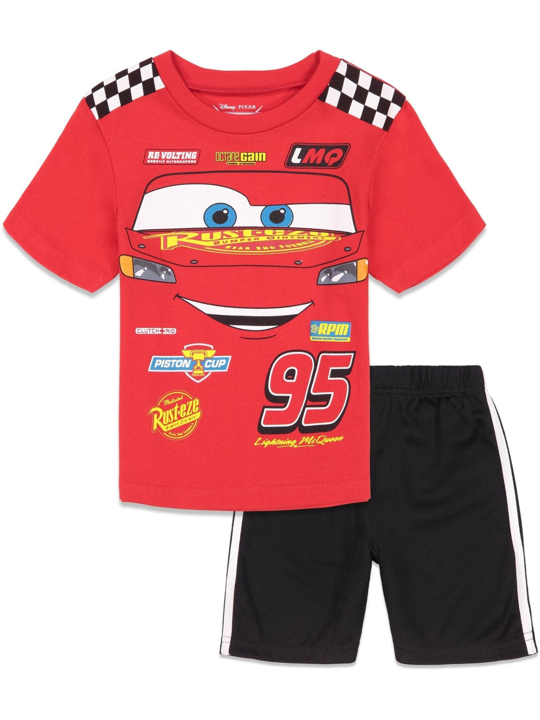 Disney Cars Lightning McQueen Athletic T-Shirt Mesh Shorts Outfit Set - imagikids