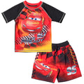 Disney Cars Lightning McQueen UPF 50+ Rash Guard Swim Trunks Outfit Set