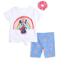Disney Minnie Mouse T-Shirt Bike Shorts and Scrunchie 3 Piece Outfit Set