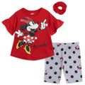 Disney Minnie Mouse T-Shirt Bike Shorts and Scrunchie 3 Piece Outfit Set