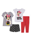 Disney Minnie Mouse T-Shirts Leggings and Shorts 4 Piece Outfit Set