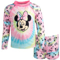 Disney Minnie Mouse UPF 50+ Rash Guard Swim Shorts Swimsuit Set