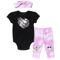 Disney Nightmare Before Christmas Bodysuit Pants and Headband 3 Piece Outfit Set