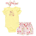 Disney Princess Belle Bodysuit Bubble French Terry Shorts and Headband 3 Piece Outfit Set