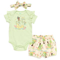 Disney Princess Princess Tiana Bodysuit Bubble French Terry Shorts and Headband 3 Piece Outfit Set