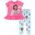 Dreamworks Gabby's Dollhouse Pandy Paws Baby Box Cakey Cat Girls Peplum T-Shirt and Leggings Outfit Set
