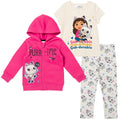 Dreamworks Gabby's Dollhouse Pandy Paws Zip Up Fleece Hoodie Graphic T-Shirt and Leggings 3 Piece Outfit Set