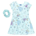Frozen French Terry Short Sleeve Dress with Scrunchy