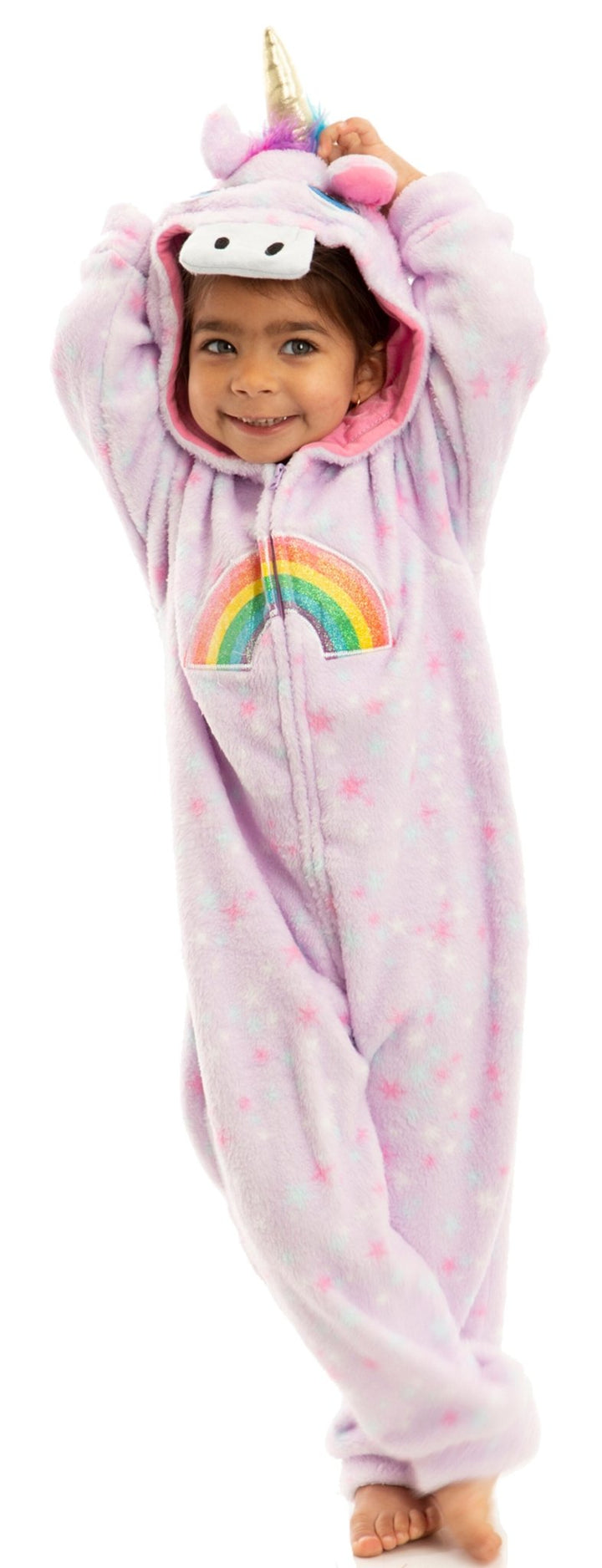 Funstuff Animals Unicorn Girls Fleece Zip Up Cosplay Fur Costume - imagikids