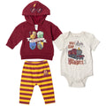 Harry Potter Fleece Pullover Hoodie Bodysuit and Pants 3 Piece Outfit Set