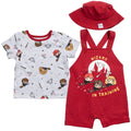 Harry Potter French Terry Short Overalls T-Shirt and Hat 3 Piece Outfit Set