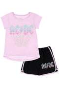 Camiseta estampada con jersey Rock Band y pantalones cortos de felpa francesa